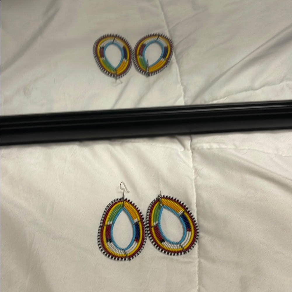 Colorful Beaded Hoop Earrings